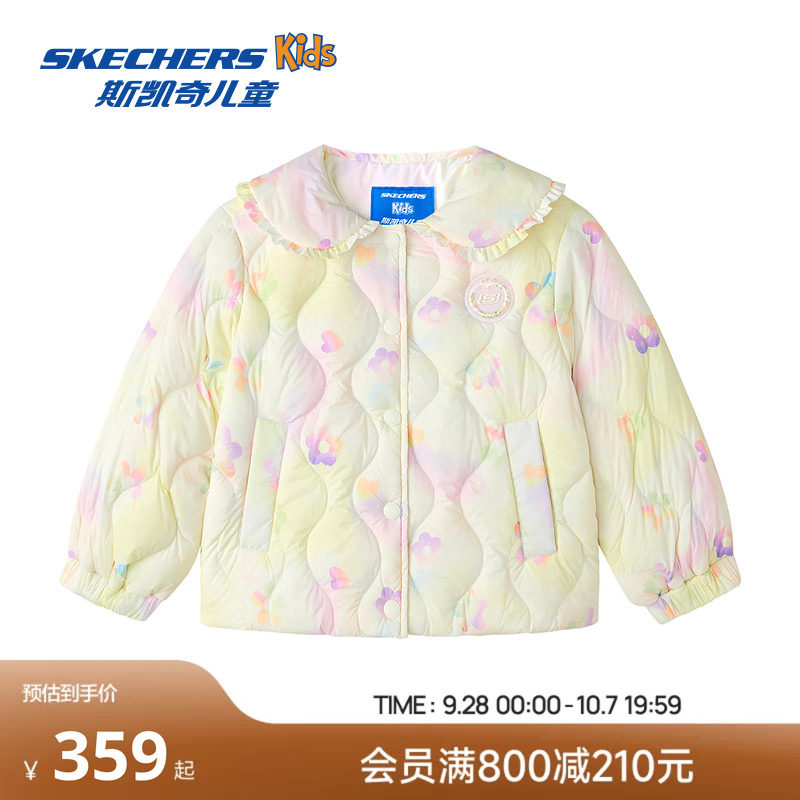 Skechers斯凯奇小童短款羽绒外套冬季女童可爱印花保暖舒适童装