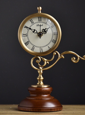 欧式静音铜座钟客厅仿古台钟创意铜时钟卧室实木现代简约钟表