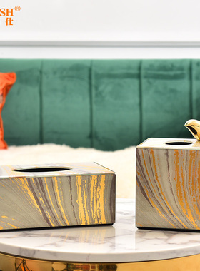 美式欧式纸巾盒轻奢创意客厅抽纸盒现代北欧ins家用餐巾纸盒现货