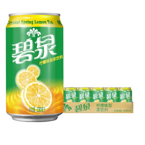 屈臣氏碧泉果茶饮品柠檬茶饮料330ml*24罐整箱 JD