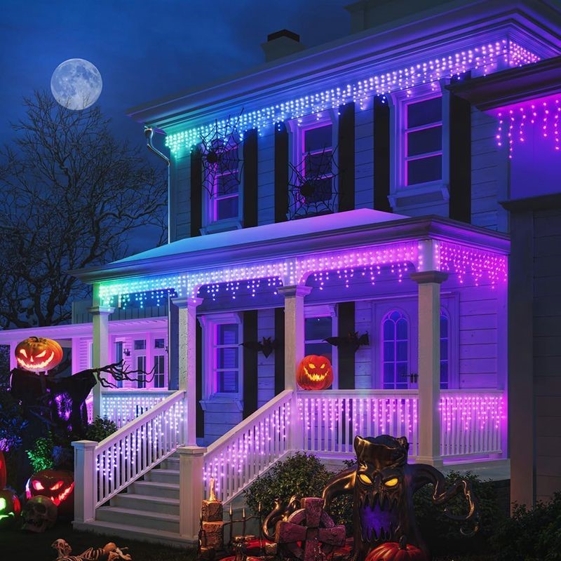 Govee Icicle Lights智能幻彩RGB室内外装饰光帘房檐冰柱瀑布灯帘