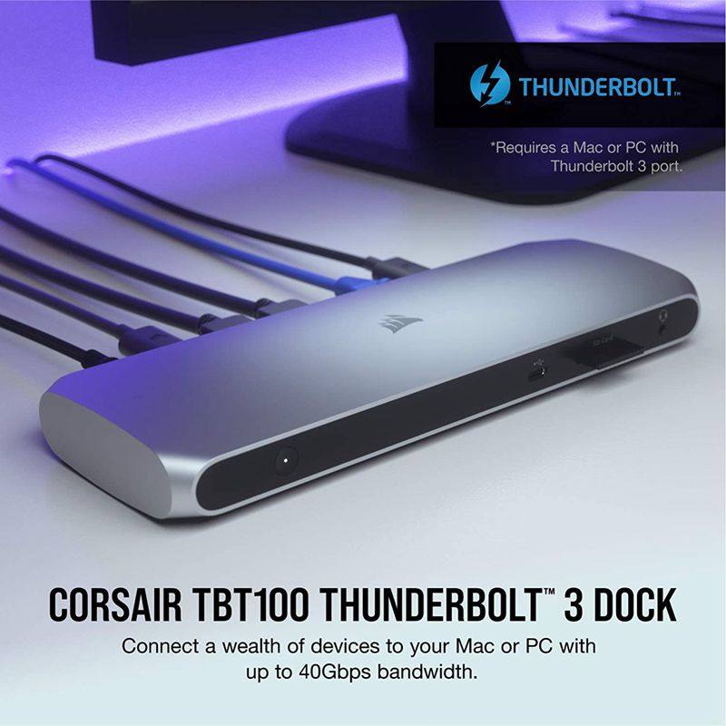 美商海盗船Corsair TBT100 雷电3接口扩展坞 千兆双路4K视频输出.