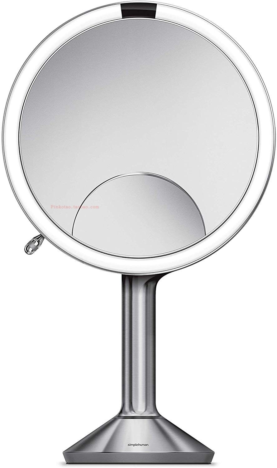 Simplehuman 化妆镜三面镜8 英寸圆形带触摸控制亮度.