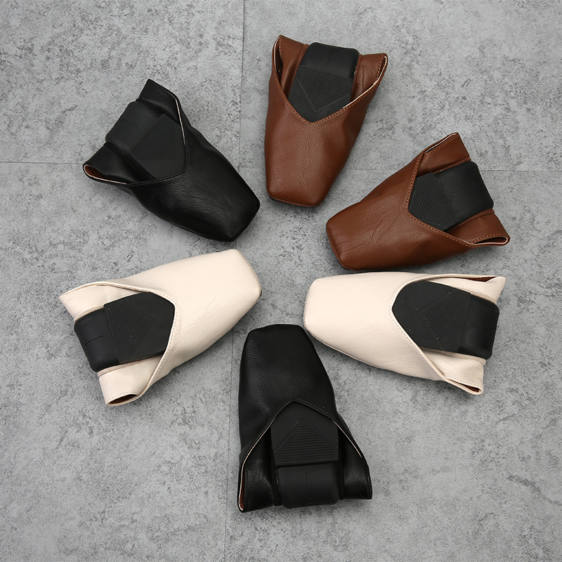 2018新款奶奶鞋百搭方头蛋卷单鞋女平底复古