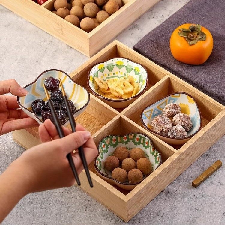 九宫格方形现货竹制多格火锅盘竹质盘子餐具盘木质托盘家用碟子托,餐饮具,餐用托盘,淘宝优惠券,粉丝福利购,淘宝优惠卷