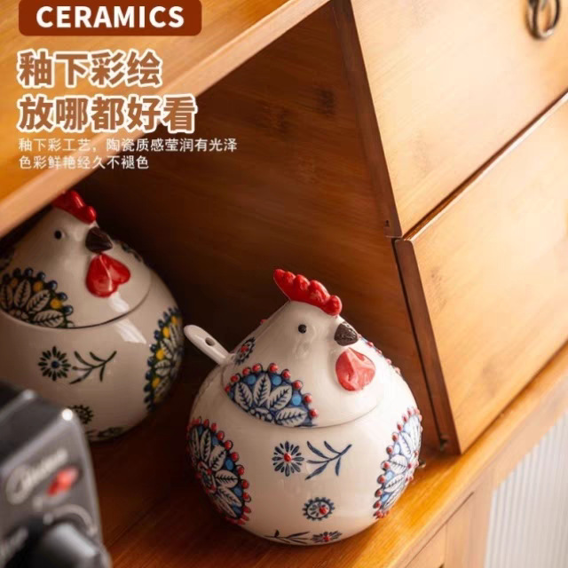 小鸡陶瓷调料罐盐罐厨房家用高端