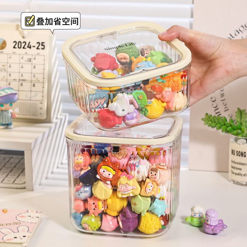 桌面萌粒收纳盒按压开盖防尘带盖小杂物零食糖果罐盲盒收纳展示架,收纳整理,首饰盒,淘宝优惠券,粉丝福利购,淘宝优惠卷