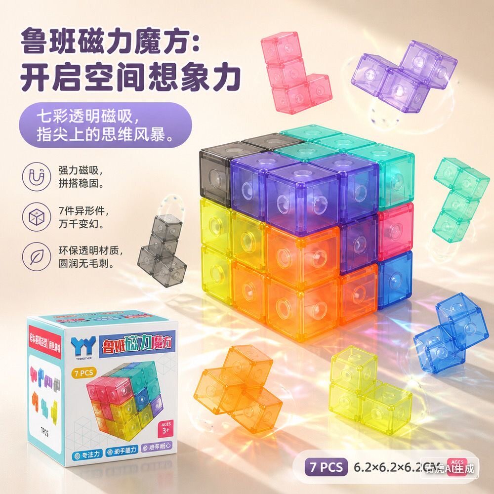 磁力魔方积木索玛立方体6岁儿童磁性方块拼装玩具8鲁班益智7男孩9