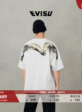EVISU福神 2025秋男手扫大M印花T恤2EAHTM5TS1177LFCT