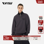 商标刺绣宽版 EVISU 福神男士 情侣半拉链套头卫衣