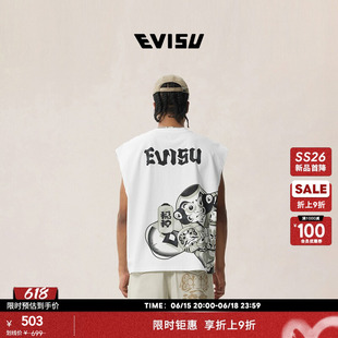 【限时折上折】EVISU福神 2026年夏季新品男士风筝达摩印花背心