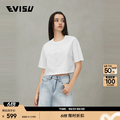 EVISU福神女士家花图案短袖T恤