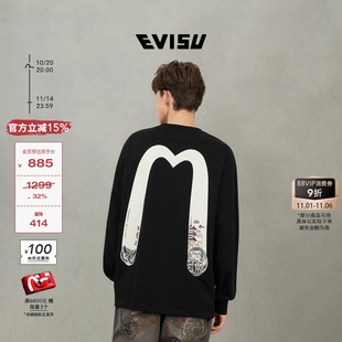 EVISU福神 男女同款 大M印花長袖 T恤2EAHTM5TL1218RXCT 2025秋新品