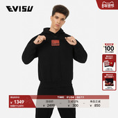 EVISU 复古纯棉简约卫衣帽衫 KURO男士 商标刺绣美式