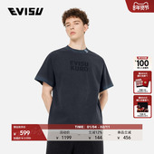 EVISUKURO男士 明星同款 超宽松做旧褪色潮流T恤
