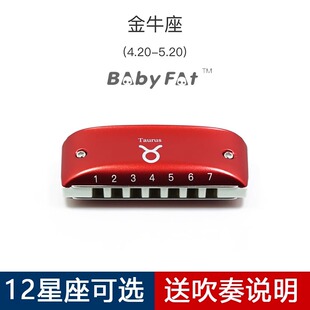 Babyfat十二星座款 7孔蓝调布鲁斯彩色初学口琴时尚挂饰BF