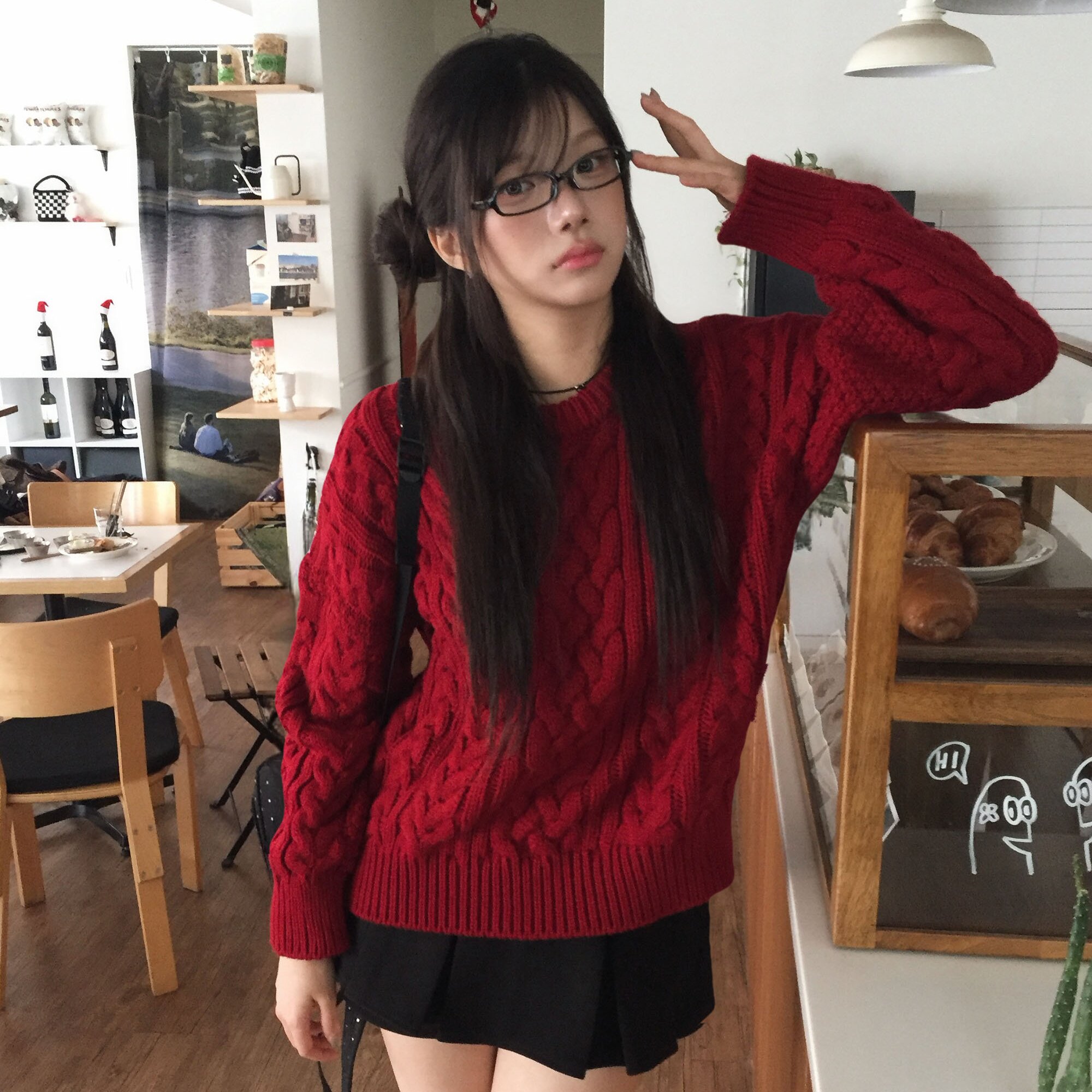 韩国复古气质小众高级感日系慵懒风套头麻花纹针织毛衣女