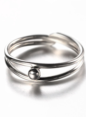 原创设计999纯银两环圆珠个性