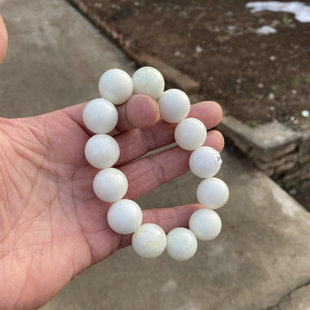 陕西蓝田玉手链佛珠念珠白玉手串活玉手串18mm天然玉石珠子带证书