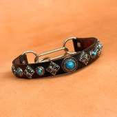 狗狗项圈格力犬脖圈头层牛皮惠比特颈圈灵缇细狗脖套线狗链 包邮