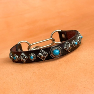 狗狗项圈格力犬脖圈头层牛皮惠比特颈圈灵缇细狗脖套线狗链包邮