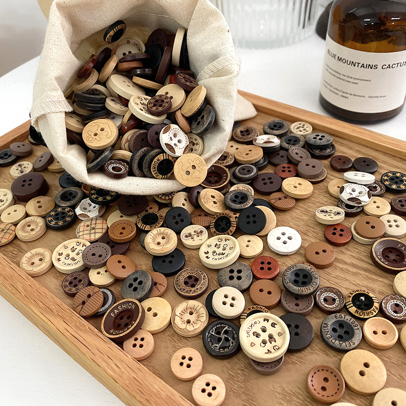 超值200颗随机混装木头扣子儿童