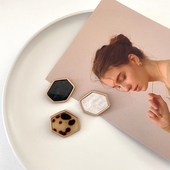 艺森ESSTUDIO 名媛风金属钮扣六边形黑白豹纹装 饰扣毛衣外套扣子