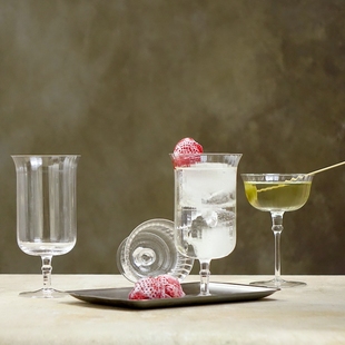 新加坡司令鸡尾酒杯 水晶鸡尾酒杯 果汁 竖棱手工玻璃杯 美式