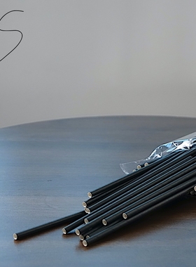 304不锈钢吸管 可拆卸咖啡搅拌勺 鸡尾酒纸吸管 一次性黑色吸管