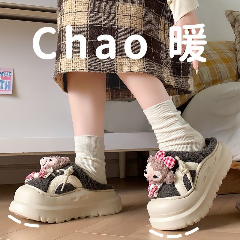 【女大学生棉拖鞋女士成人】居家闺蜜冬季拖鞋外穿加绒加厚月子鞋