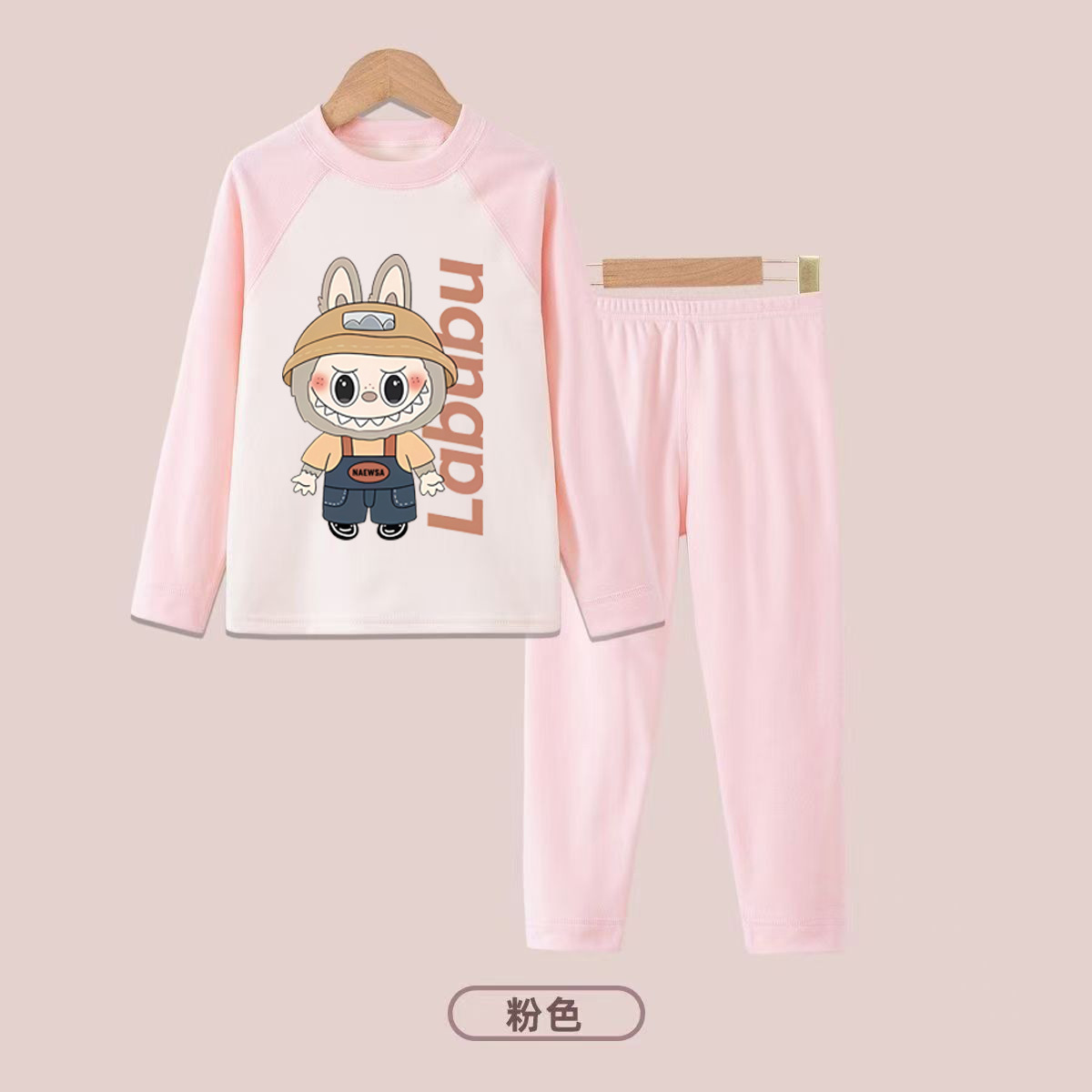 儿童秋冬德绒保暖拉布布套装男童家居服女童秋衣中大童秋裤睡衣