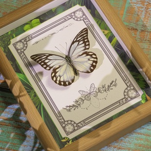 真蝴蝶标本摆件挂装饰画成品家居锯粉蝶中秋生日礼物摆台相框