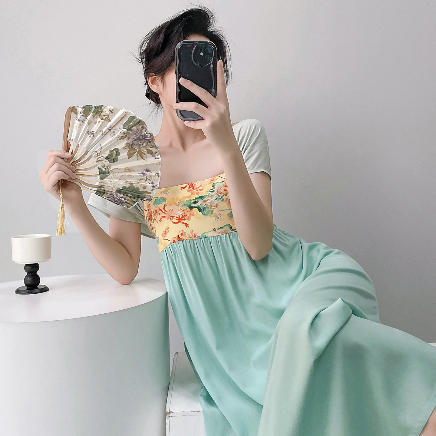 汉服襦裙凉感棉绸睡裙女款夏季国风年轻人造棉连衣裙睡衣2026新款图片