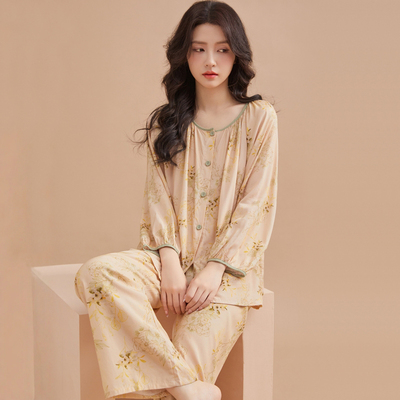 年轻人棉绸睡衣女春秋款长袖薄款