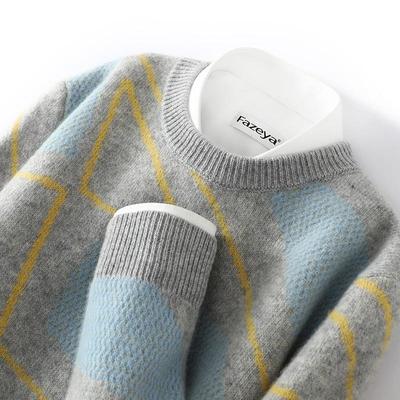 100%澳洲羊毛衫男士圆领加厚毛衣