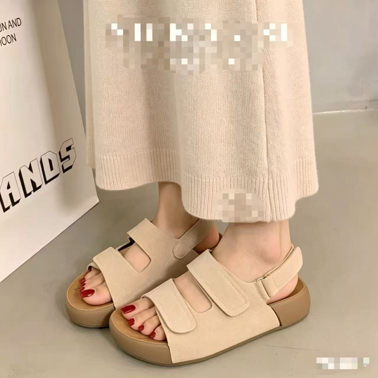 2668复古厚底勃肯凉鞋女夏外穿新款不累脚绝美一脚蹬罗马沙滩鞋子