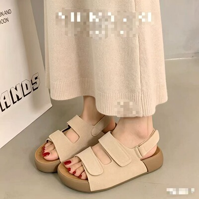 2668复古厚底勃肯凉鞋女夏外穿新款不累脚绝美一脚蹬罗马沙滩鞋子