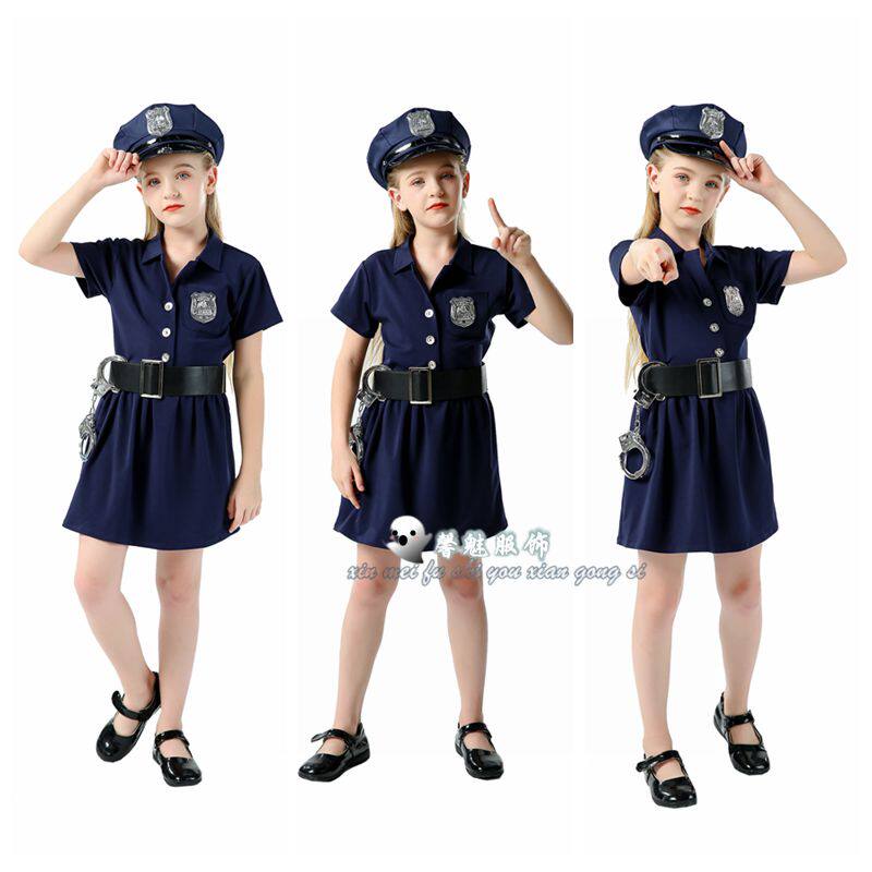 年会演出服装舞台表演服女童女警cos扮演演出服万圣节服装police