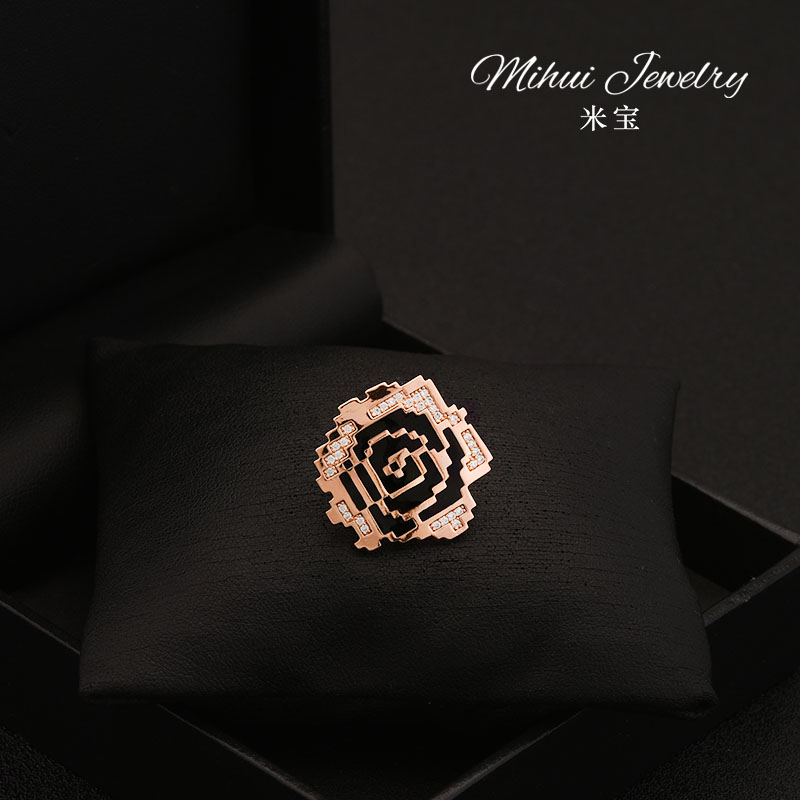 设计师定制款玫瑰花领针复古花朵胸针女闪耀水晶衬衫防走光固定扣