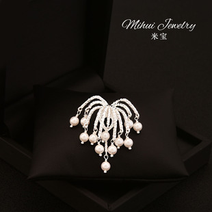 定格绚烂浪漫烟火胸针定制款气质珍珠西装大衣领口胸花别针固定扣