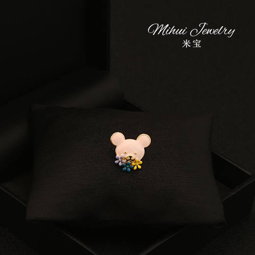 韩国可爱小熊迷你胸针设计感花朵胸花衣服装饰点缀别针固定扣针