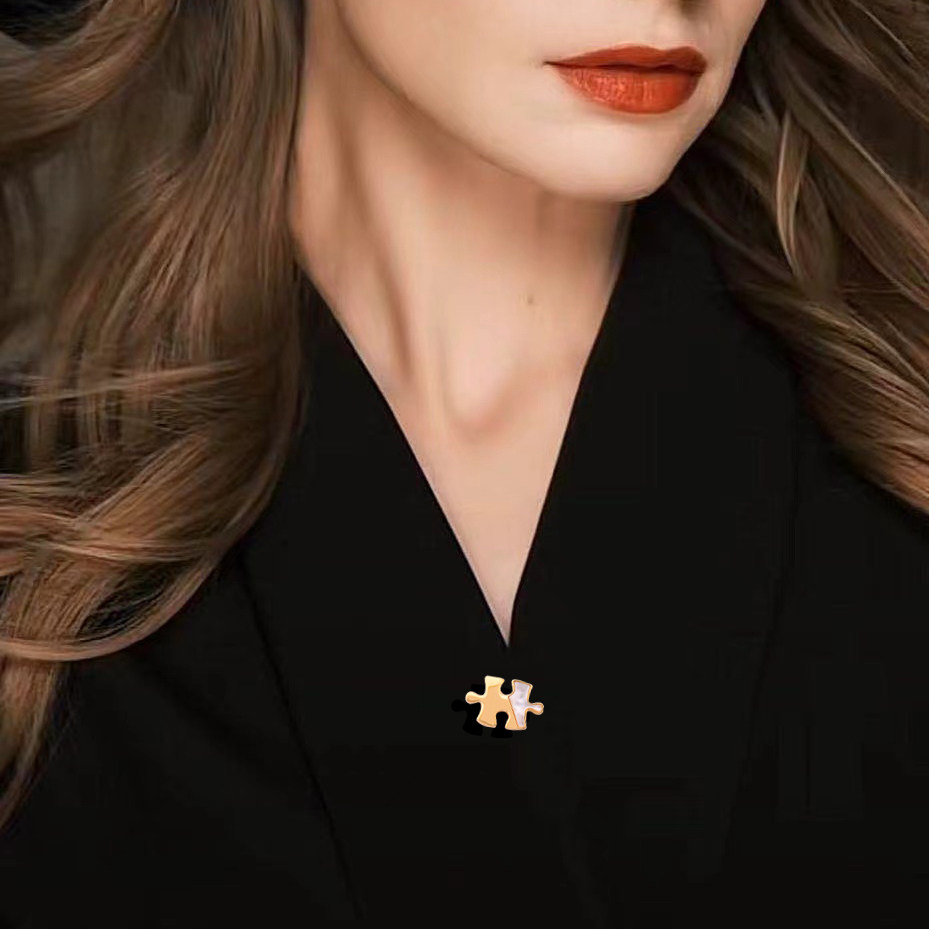 하이 엔드 자개 퍼즐 브로치 틈새 핀 작은 칼라 핀 카디건 칼라 노출 방지 고정 버클 정장 액세서리