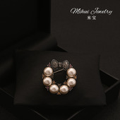 韩国珍珠蝴蝶结西装 领口防走光固定别针女 胸针复古小香风配饰衬衫