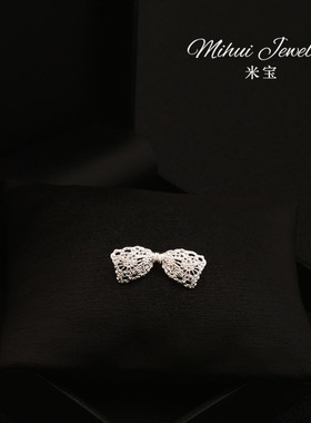 法式浪漫蕾丝蝴蝶结胸针固定领口扣针衣服领子优雅胸花防走光扣子