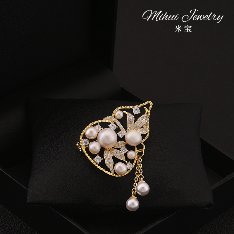 米寶古典天然珍珠女原創胸針