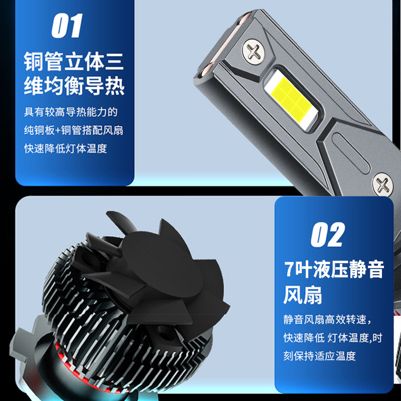 汽车led大灯泡h7强光h11远近光h4一体聚光9005雾灯超亮改装h3车灯