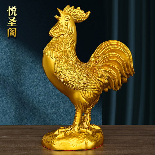 铜公鸡摆件纯铜福鸡生肖圆底鸡