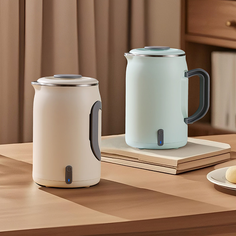 便携式电热水壶双层防烫折叠手柄烧水壶220V国标电压旅行用快速壶