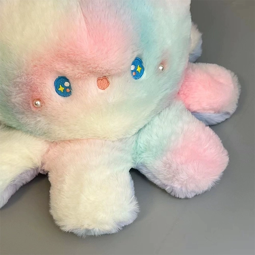 Милая плюшевая игрушка, двусторонная тряпичная кукла для рыбалки, подушка, осьминог, градиент