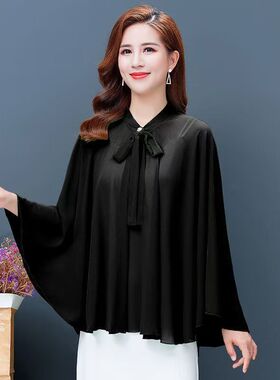 高档披肩女百搭新款洋气上衣配裙子夏天雪纺防晒披肩斗篷外搭开衫